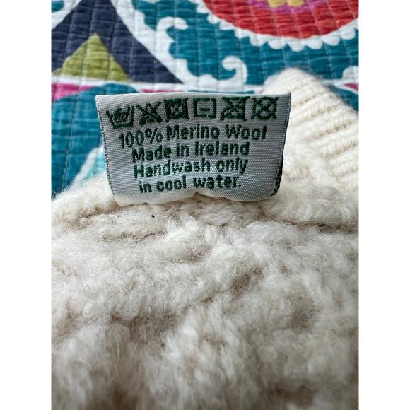 Aran Crafts Made in Ireland 100% Merino Wool Child’s Ivory Knit Beanie One Size - Picture 7 of 7